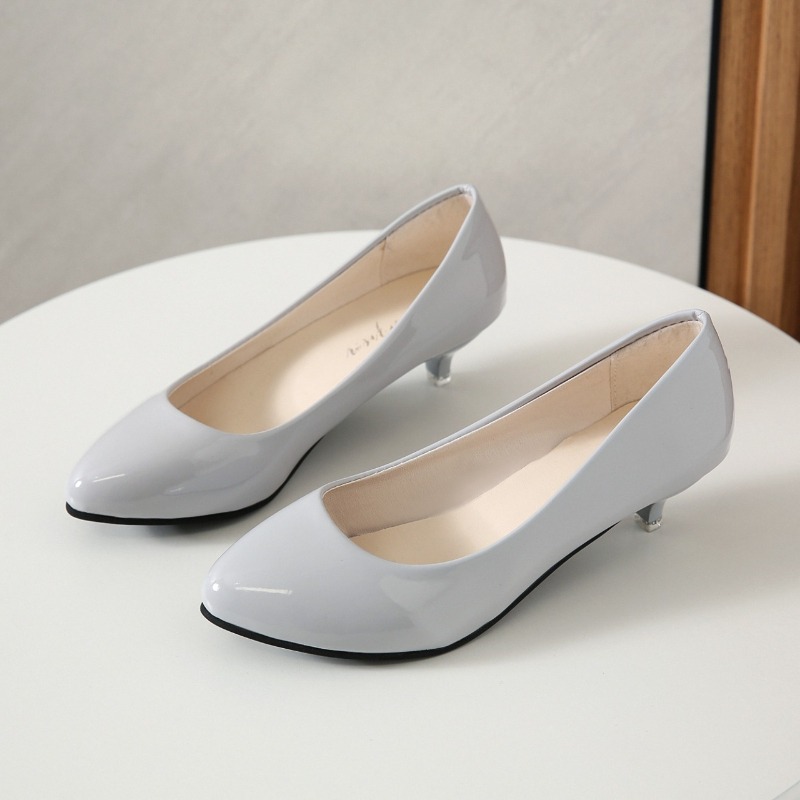Women Shoes Black - 大きいサイズ35-42、柔らかい女性用ミドルヒールシングルシューズ、黒のプロフェッショナルシューズ、浅めのワークシューズ
