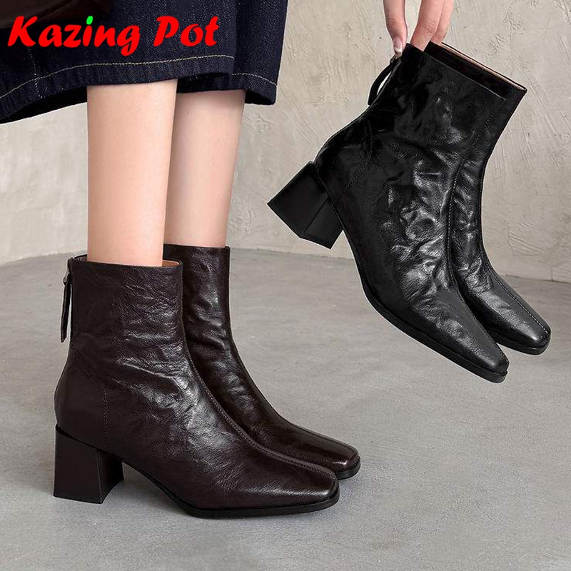 Women'S Shoes Size 12 - クラージング・ポット、シープスキン素材、スクエアトゥ、ハイヒール、ジッパー付きブーツ、暖かい冬用靴、オフィスレディ向け、レトロモダンなデザイン、石柄、アンクルブーツ。
