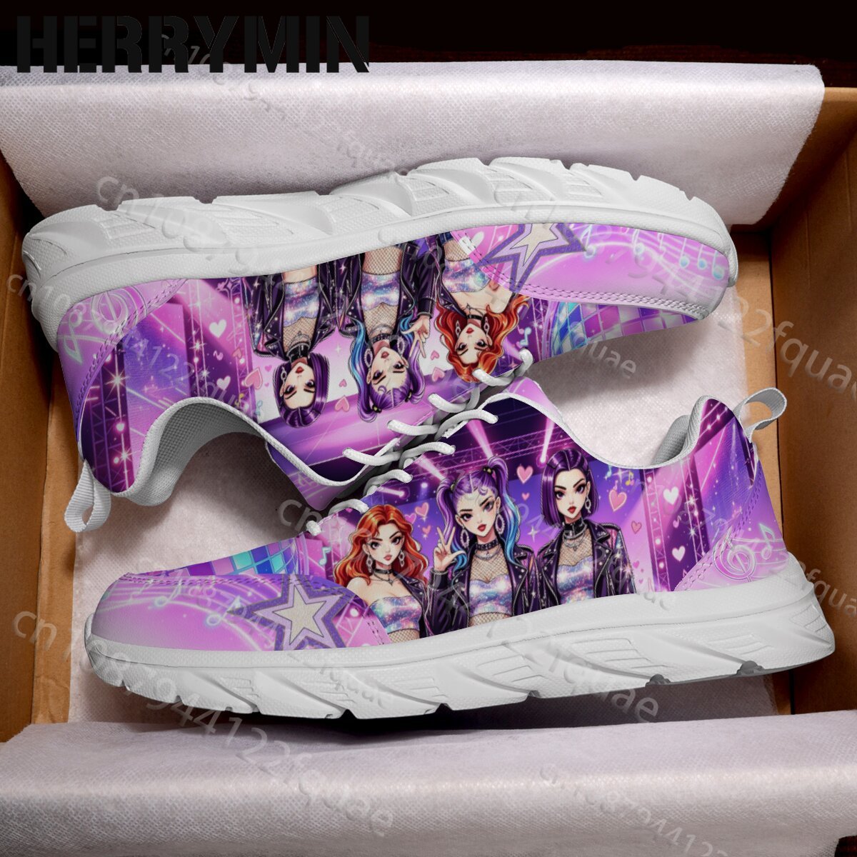 Women'S Shoes Back To School - 新学期シーズン パープル ステージ ガールバンド グラフィックプリント 親子シューズ