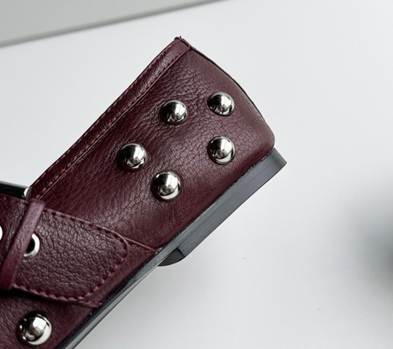 Dave&di 夏ミニマリストシープスキンリベットバックルバ - Women'S Shoes Burgundy のレビューと価格