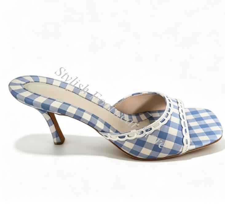 スイートスカイブルーのグリッドクロスレースワーク、キトゥンヒ - Women'S Shoes Kitten Heels のレビューと価格