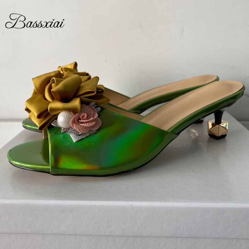 クリスタル装飾ハンドメイドフラワーサンダル レディース ユニ - Women'S Shoes Kitten Heels のレビューと価格