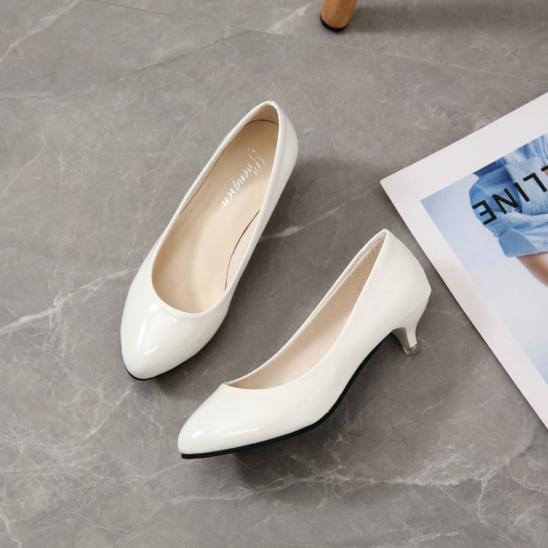 大きいサイズ35-42、柔らかい女性用ミドルヒールシングルシ - Women Shoes Black のレビューと価格