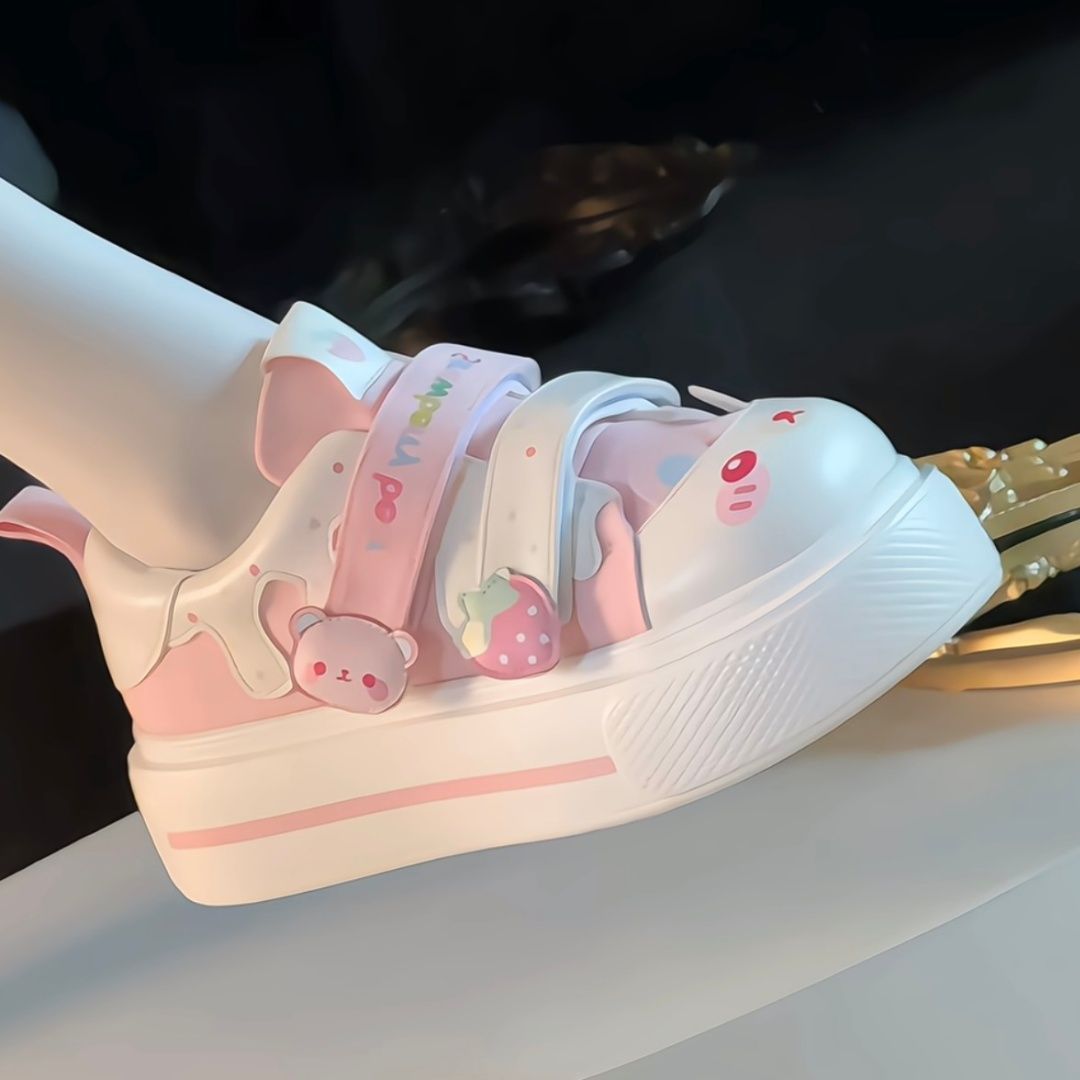 2026年秋新作 可愛いイチゴ柄ベアロリータキャンバスシュー - Women'S Shoes Big Feet のレビューと価格