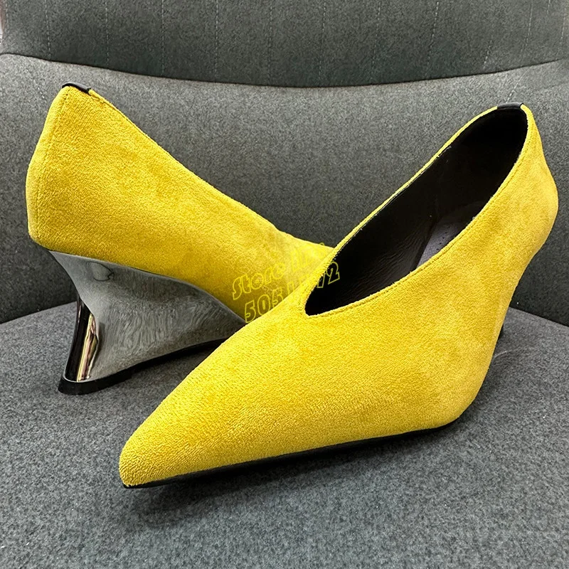 イエロースエードスリッポンパンプス ウェッジヒール6cm セ - Women'S Shoes Burgundy のレビューと価格