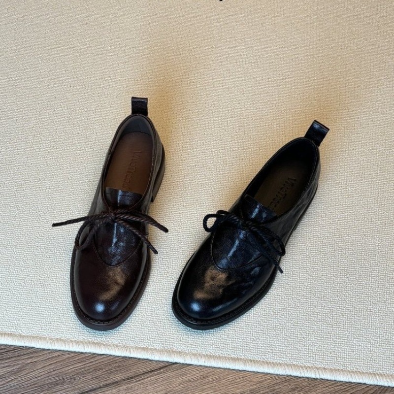 フランスのヴィンテージ風シンプルレースアップローファー、春の - Women'S Shoes Kitten Heels のレビューと価格