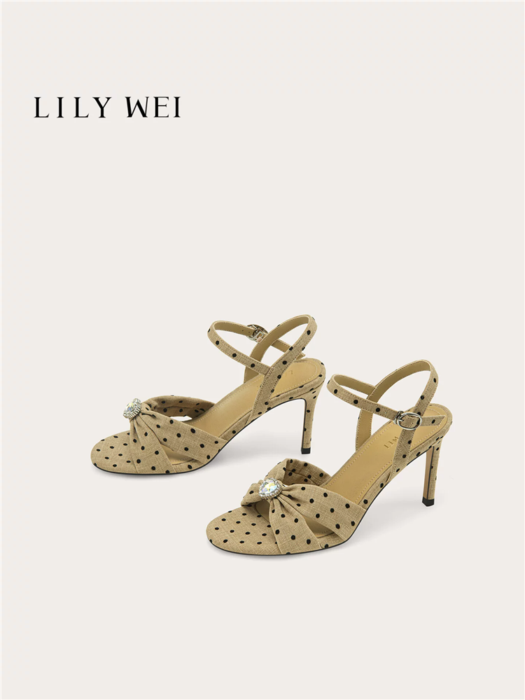 夏の新しいレトロな水玉模様のラインストーン生地クロスストラッ - Women'S Shoes Size 12 のレビューと価格