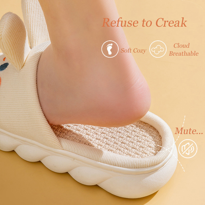 女性用リネンスリッパ,かわいいバニークラウドのビーチサンダル - Women Shoes Black のレビューと価格