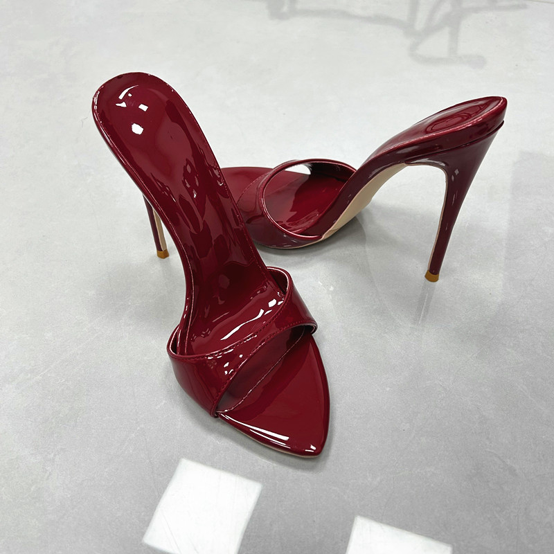 エレガントなバーガンディパテントポインテッドトゥスティレット - Women'S Shoes Burgundy のレビューと価格