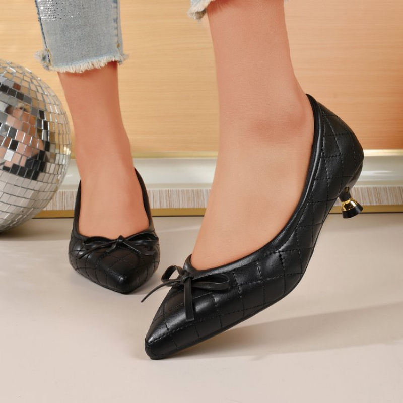 ヴィンテージ レディース ポインテッドトゥ ボウ キトゥンヒ - Women'S Shoes Kitten Heels のレビューと価格