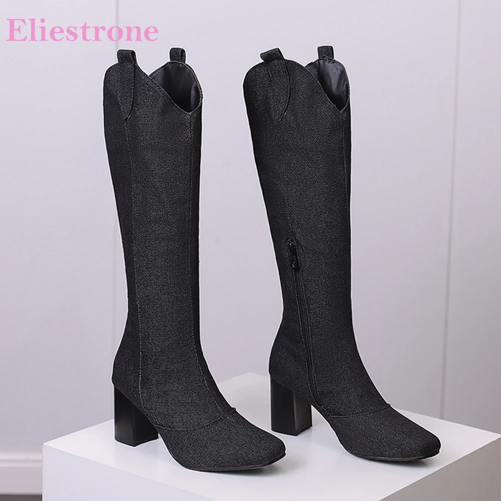 新作冬用ブラックブルー女性ニーハイライディングブーツホットラ - Women'S Shoes Size 12 のレビューと価格