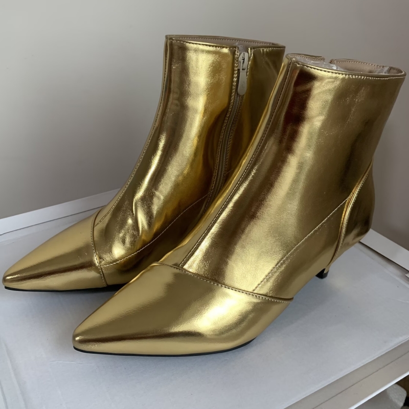 女性のためのエレガントなアンクルブーツ,短いゴールドとシルバ - Women'S Shoes Size 12 のレビューと価格