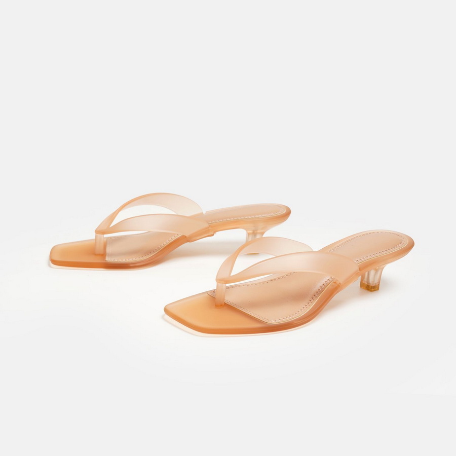 韓国製ミュートトーンオリーブグリーンPVC素材のトングサンダ - Women'S Shoes Kitten Heels のレビューと価格