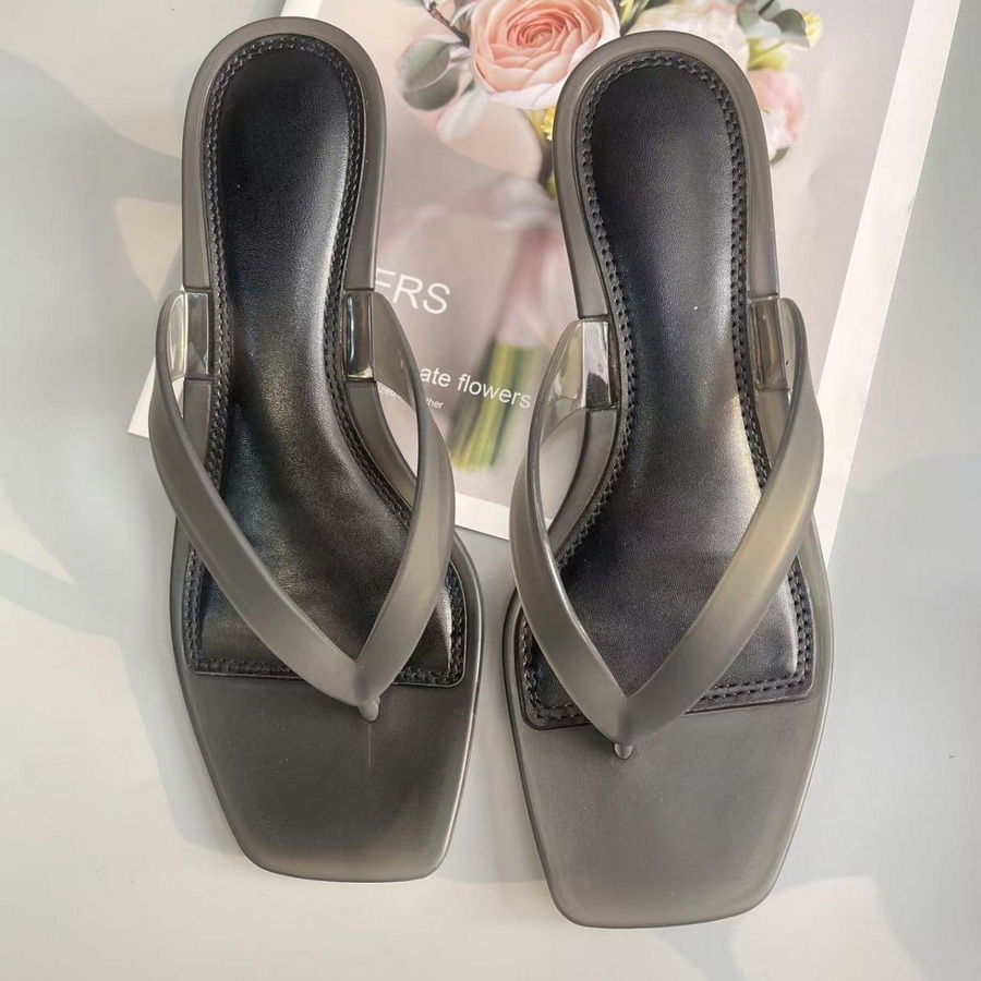 韓国製ミュートトーンオリーブグリーンPVC素材のトングサンダ - Women'S Shoes Kitten Heels のレビューと価格