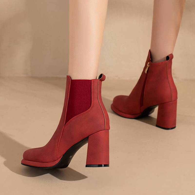 Reave cat-女性用の短い分厚いヒールのブーツ,丸いつ - Women'S Shoes Big Feet のレビューと価格