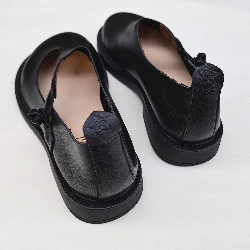 Careaymade-女性のためのレトロな革の靴,丸い頭の女 - Women Shoes Black のレビューと価格