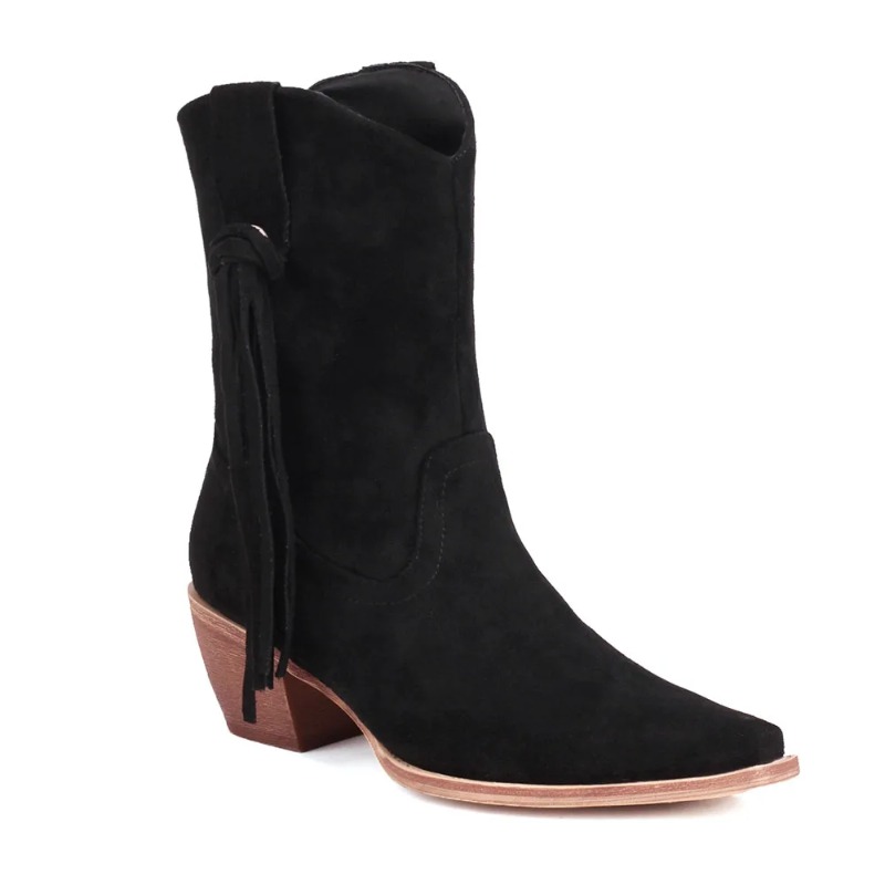 新しいヴィンテージポインテッドトゥ馬毛カウボーイブーツ女性レ - Women'S Shoes Big Feet のレビューと価格