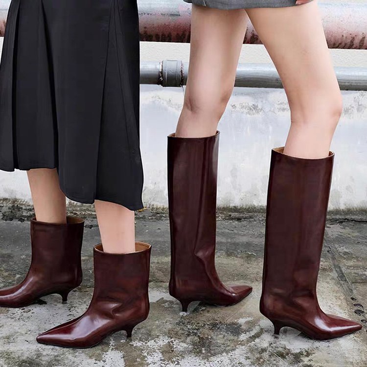 レディース チェルシー パテントレザー ハイブーツ バーガン - Women'S Shoes Burgundy のレビューと価格