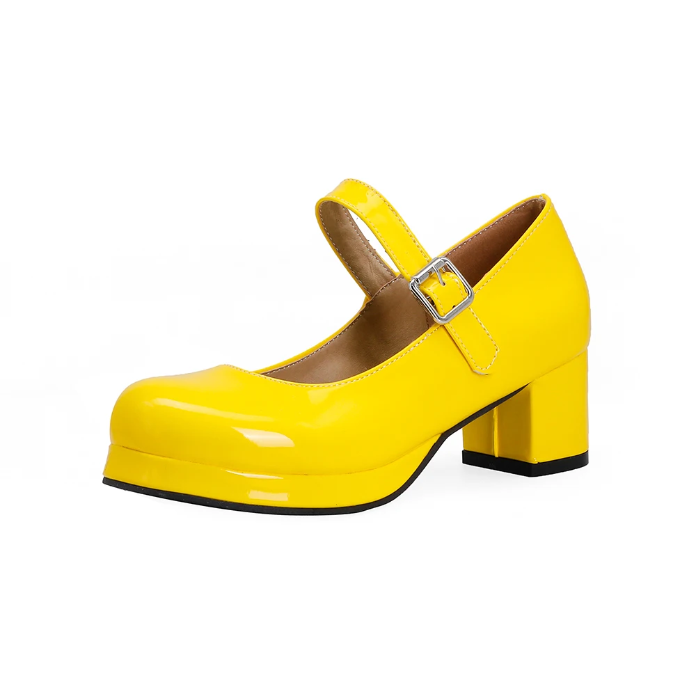 女性のための快適なメリージェーンの靴,オレンジと黒のパンプス - Patent Leather Pump のレビューと価格