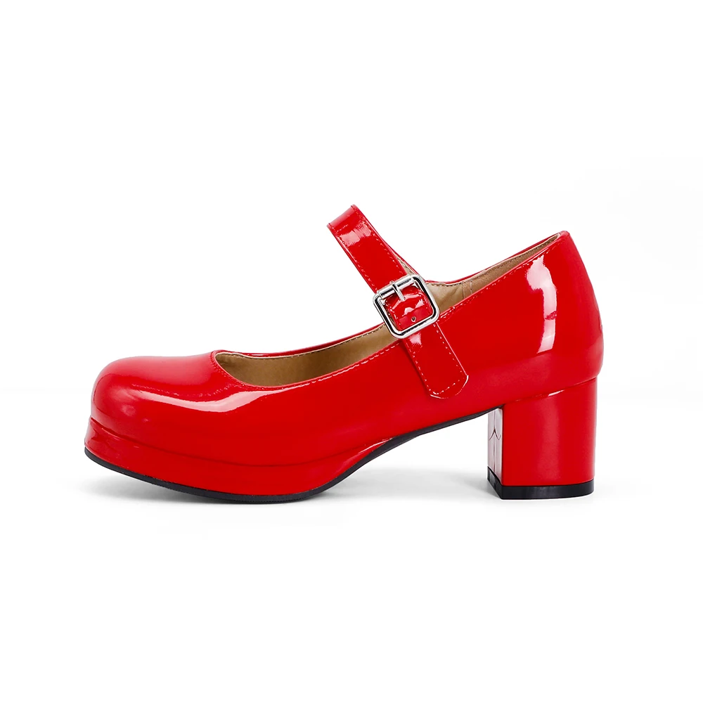 女性のための快適なメリージェーンの靴,オレンジと黒のパンプス - Patent Leather Pump のレビューと価格