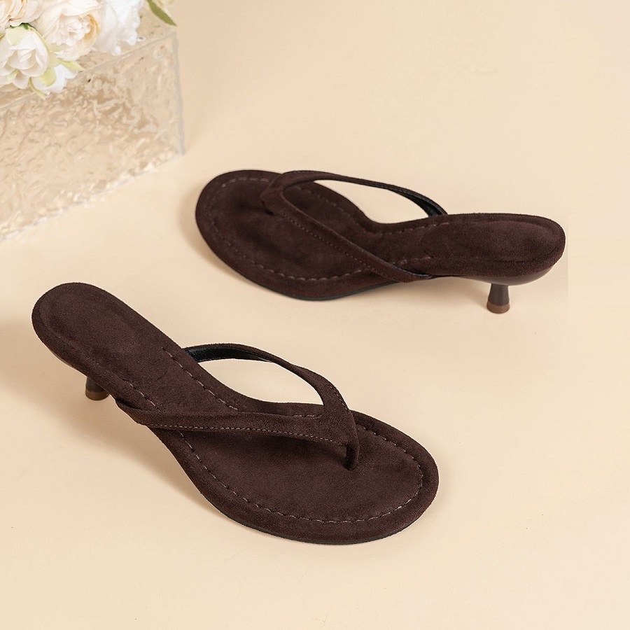 新型フェイクスエードヒール付きトングサンダル レディース ミ - Women'S Shoes Kitten Heels のレビューと価格