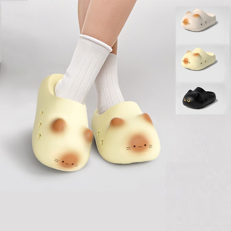 女性用新作クリエイティブブラックキャットスリッパ、夏用ソフト - Women Shoes Black のレビューと価格