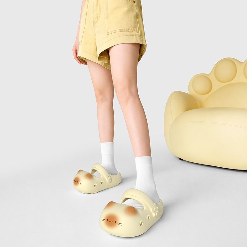 女性用新作クリエイティブブラックキャットスリッパ、夏用ソフト - Women Shoes Black のレビューと価格