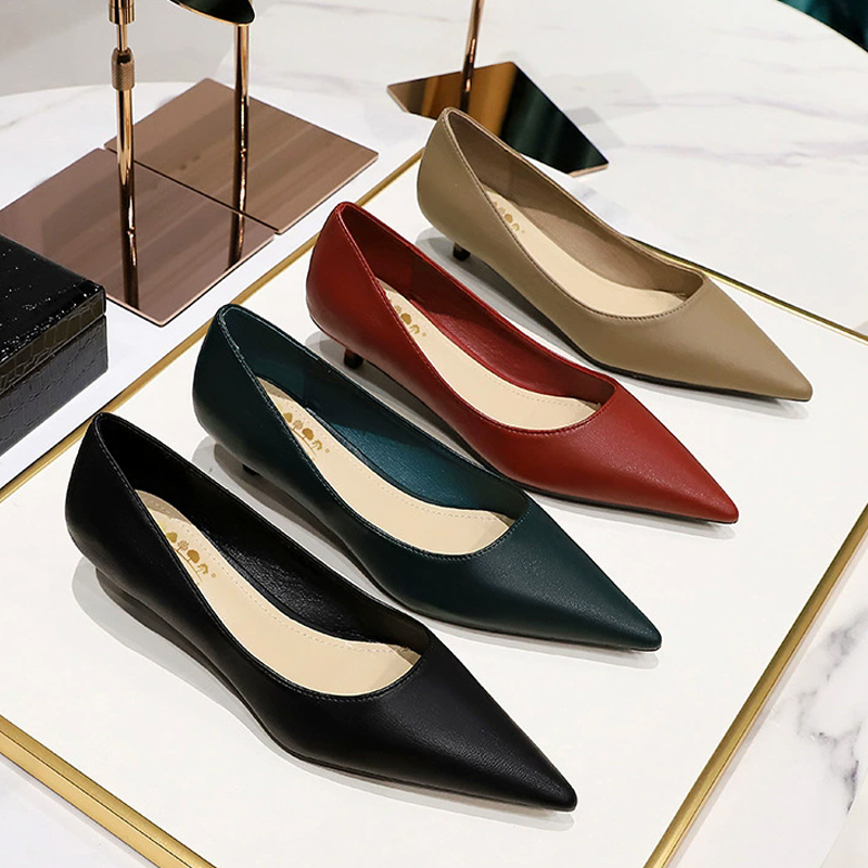 ファッションポインテッドトゥミッドヒールシューズ 4 センチ - Women'S Shoes Big Feet のレビューと価格
