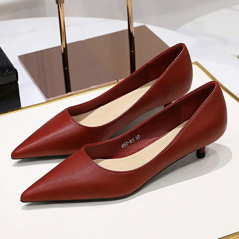 ファッションポインテッドトゥミッドヒールシューズ 4 センチ - Women'S Shoes Big Feet のレビューと価格