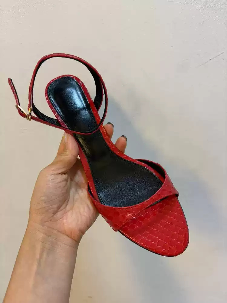 レディース レッド パテントレザー オープントゥ キトゥンヒ - Women'S Shoes Kitten Heels のレビューと価格
